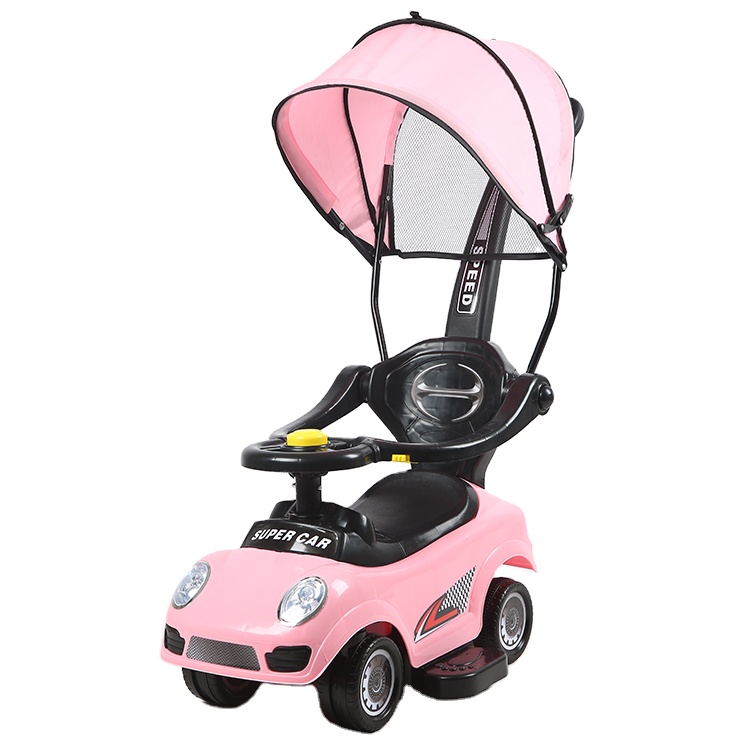 Push Car shaped baby stroller LED light flash musical pink ride on toddler push car  FOB Reference