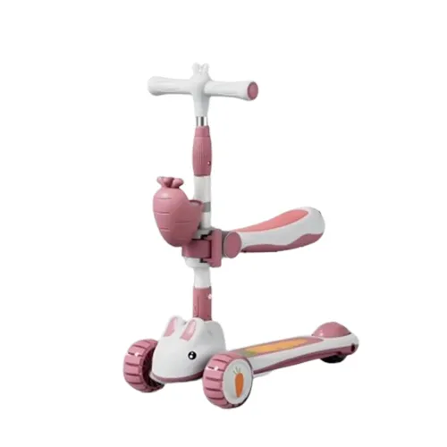 Kids Scooter with Light-Up Wheels Wide Deck 3 Adjustable Height