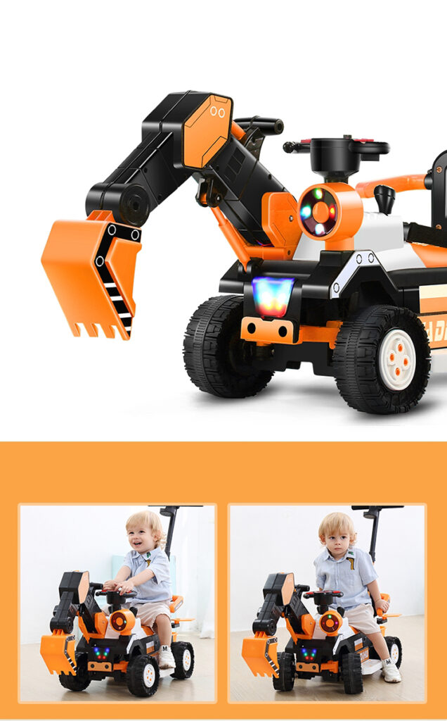 Kids Engineering Excavator Remote Control Digging Arm Four-wheel Engineering Vehicle With Light for Children