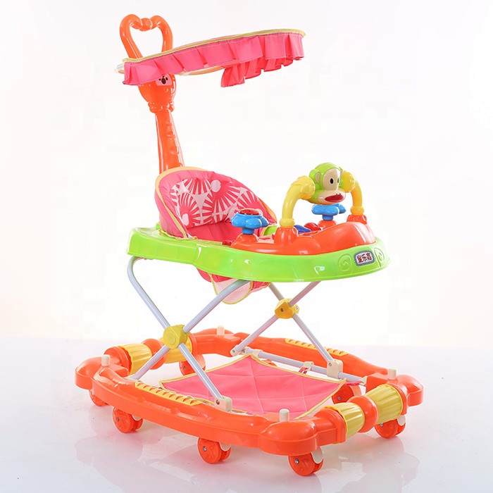 Newest Foldable cheap Push Baby Walker With brakes/New Model Adjustable height Small Baby Walker