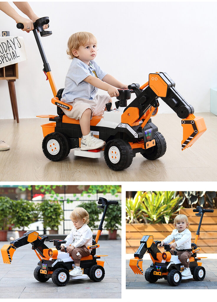 Kids Engineering Excavator Remote Control Digging Arm Four-wheel Engineering Vehicle With Light for Children