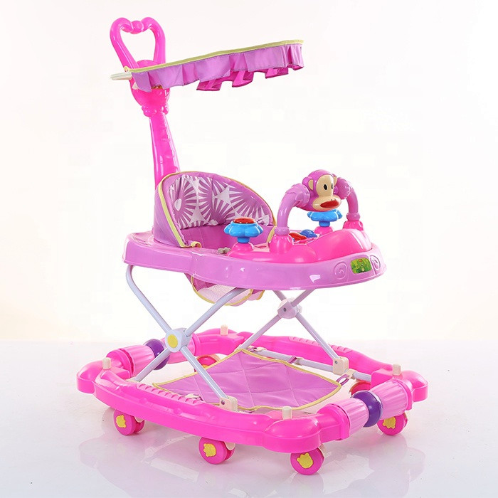 Newest Foldable cheap Push Baby Walker With brakes/New Model Adjustable height Small Baby Walker